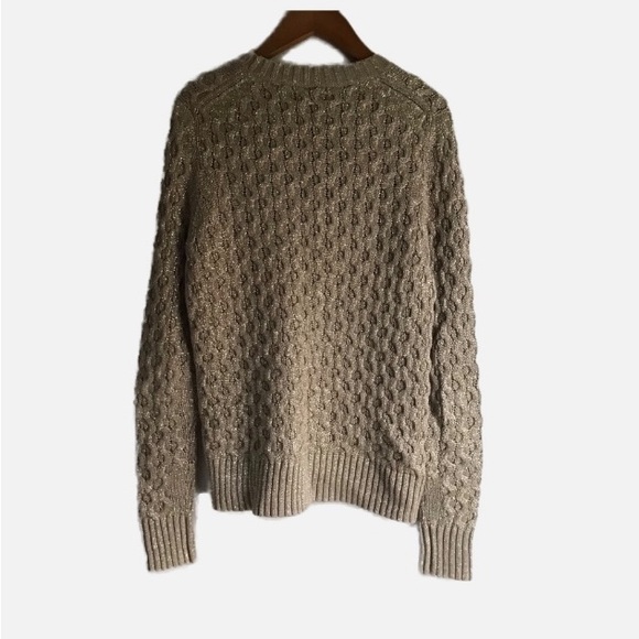 J. Crew Gold Metallic Thread Cable Knit Sweater XS - Picture 2 of 5